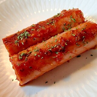 魚肉ソーセージのケチャマスタード焼き